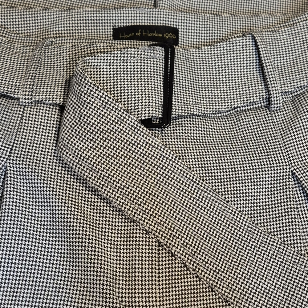 House of Harlow 1960 Houndstooth Wide Leg Trousers Sz 8 High Rise Tailored Chic - Picture 3 of 8